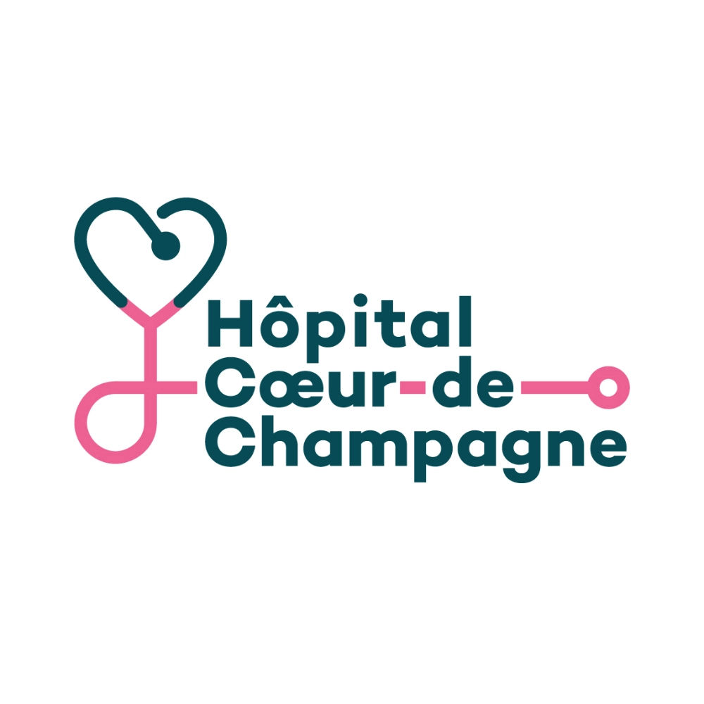 Création de logo typographique moderne simple et élégant, efficace et moderne avec une touche féminine pour un hôpital spécialisé en cardiologie. Charte graphique sobre avec un duo de vert et rose. Réalisation par une graphiste freelance à Aurillac dans le Cantal. Studio de design et graphisme indépendant.